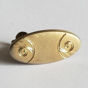 Vintage tie clip bar gold tone oval engraved